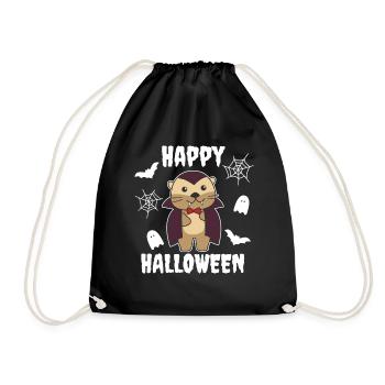 Otter Happy Halloween Cute Vampire Costume - Drawstring Bag - black - Front