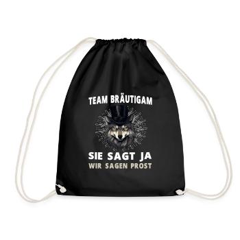 Junggesellenabschied Hochzeit Bräutigam Wolf - Turnbeutel - Schwarz - Vorne