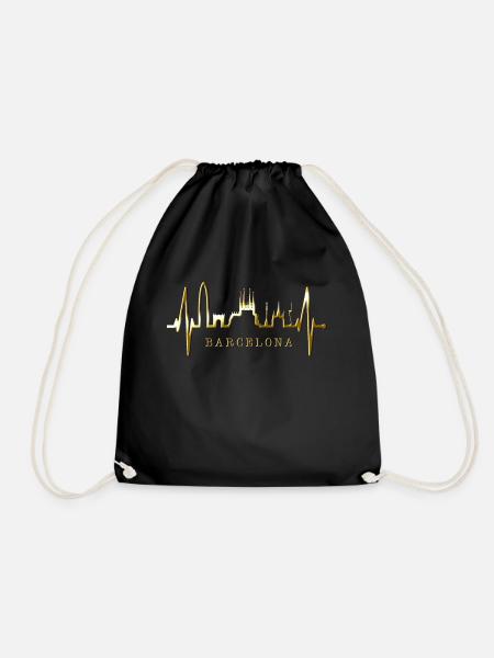 Barcelone Skyline Espagne Heartbeat Fan Barcelone - Sac de sport léger - noir