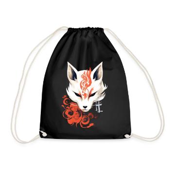 Fuchs Maske Kumiho Samurai Kitsune Japan Anime - Turnbeutel - Schwarz - Vorne