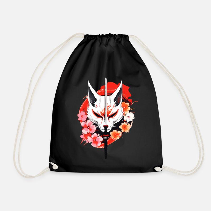 Kitsune Fuchs Maske Kumiho Samurai Japan Anime - Turnbeutel - Schwarz