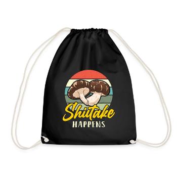 Mushroom Hunting Shiitake Happens Retro Mycologist - Drawstring Bag - black - Front