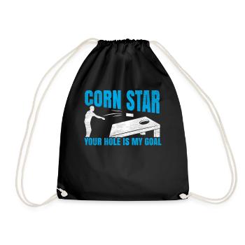 Corn Star - Your Hole Is My Goal Lustiges Cornhole - Turnbeutel - Schwarz - Vorne