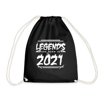 2021 - Jahrgang 2021 - Baujahr 2021 - Turnbeutel - Schwarz - Vorne