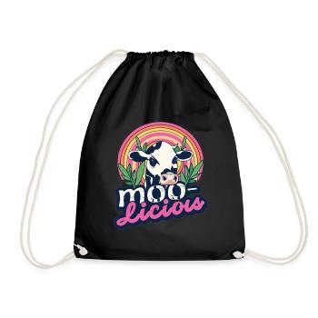 Kuh Kühe Moo-Licious Landwirt Kuhkopf - Turnbeutel - Schwarz - Vorne