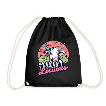 Kuh Kühe Moo-Licious Landwirt Kuhkopf - Turnbeutel - Schwarz - Vorne