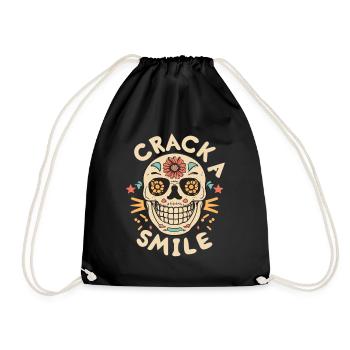 Skulls Crack A Smile Totenkopf Skull - Drawstring Bag - black - Front