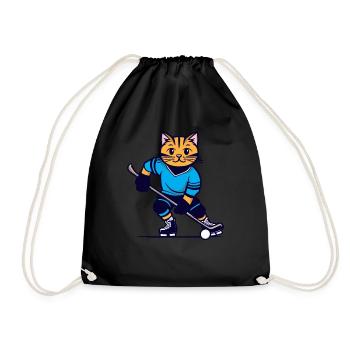 Eishockey Kinder Katze I lustige Tiere | Sport - Turnbeutel - Schwarz - Vorne