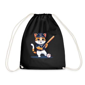 Chat de baseball I drôles d’animaux | Des sports | Chaton - Sac de sport léger - noir - Devant