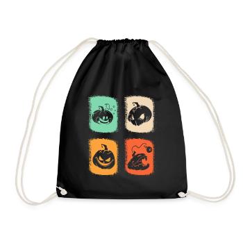 Funny Halloween Pumpkins Retro Halloween Pumpkin - Drawstring Bag - black - Front