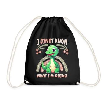 Drôle de dinosaure disant, bébé Dino, arc-en-ciel - Sac de sport léger - noir - Devant