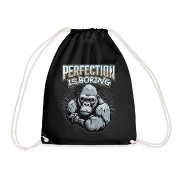 Funny Gorilla Monkey Saying, Comic - Drawstring Bag - black - Front