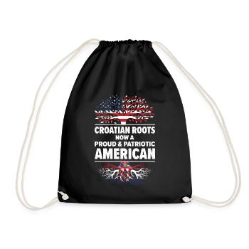 Croatian American Patriot USA Grown Croatia US - Drawstring Bag - black - Front