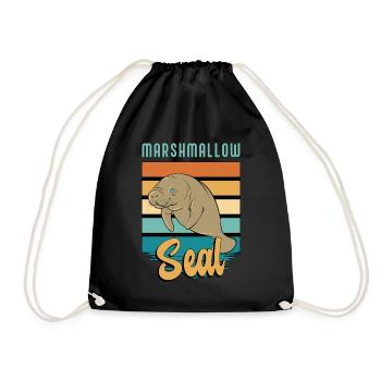 Dugong guimauve phoque rétro aime les animaux marins - Sac de sport léger - noir - Devant
