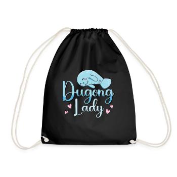 Dugong Lady Marine Animals Sea Creatures Manatee - Drawstring Bag - black - Front