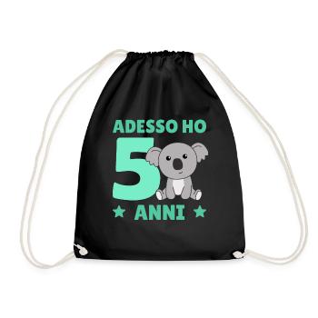 Children 5th Birthday Koala Adesso ho 5 anni - Drawstring Bag - black - Front
