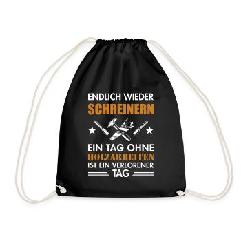 Endlich wieder Schreinern Carpenter - Turnbeutel - Schwarz - Vorne