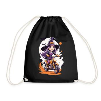 Anime Style Motocross Sorcière Halloween Biker - Sac de sport léger - noir - Devant