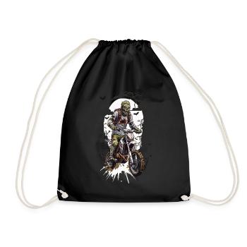 Zombie Motocross Spooky Night Biker Design - Drawstring Bag - black - Front