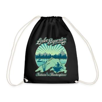 Lac Supérieur pêcheur, pêche rétro Vintage dicton - Sac de sport léger - noir - Devant