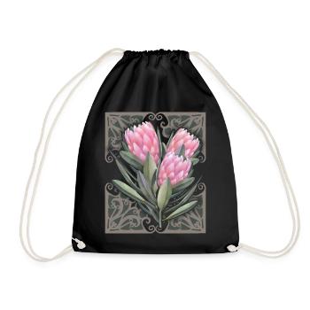 Illustration botanique vintage Protea, fleurs - Sac de sport léger - noir - Devant