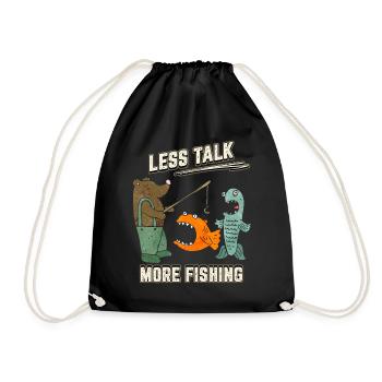 Funny Angler, Bear Fisherman, Comic Style Saying - Drawstring Bag - black - Front