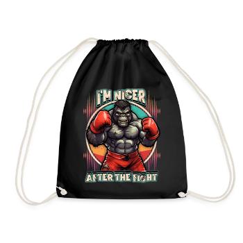Lustiger Gorilla, Affe als Boxer, Boxing Spruch - Turnbeutel - Schwarz - Vorne