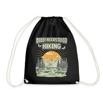 Daddy Must Hike Saying Vintage Mountains Dad Dad - Drawstring Bag - black - Front