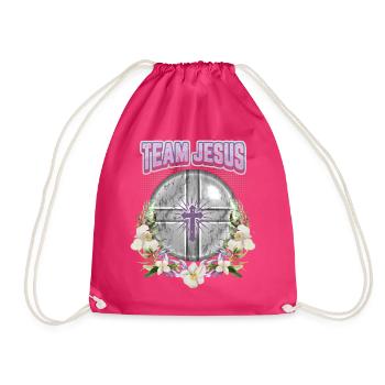 Jesus Christus Spruch Vintage Orchideen Team Jesus - Turnbeutel - Fuchsia - Vorne
