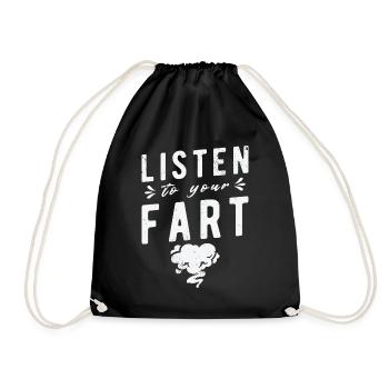 Fart Farting Crop Duster Dad Humor - Drawstring Bag - black - Front