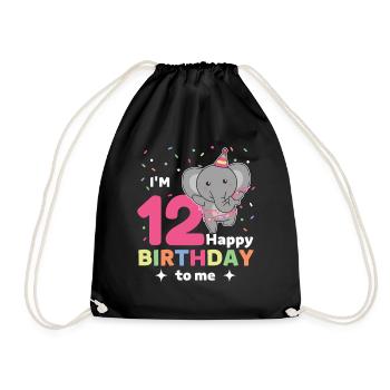 Eléphant pour les 12 ans pour les enfants de douze ans - Sac de sport léger - noir - Devant