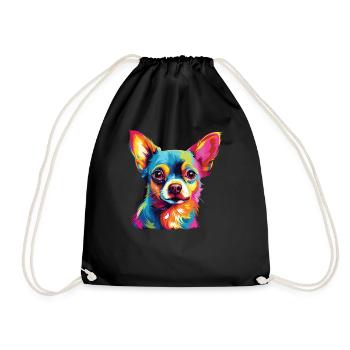 Watercolor Colorful Chihuahua - Drawstring Bag - black - Front
