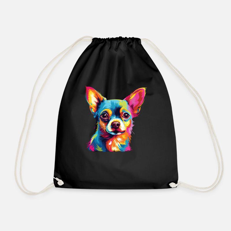 Wasserfarben Farbenfroher Chihuahua - Turnbeutel - Schwarz