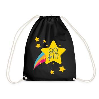 GO for it / Motivation for more courage / Gift idea - Drawstring Bag - black - Front