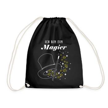 Magier Zauberer Münzmagie Münztricks Illusionist - Turnbeutel - Schwarz - Vorne