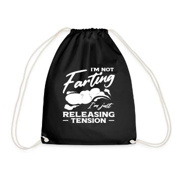 Fart Farting Crop Duster Dad Humor - Drawstring Bag - black - Front