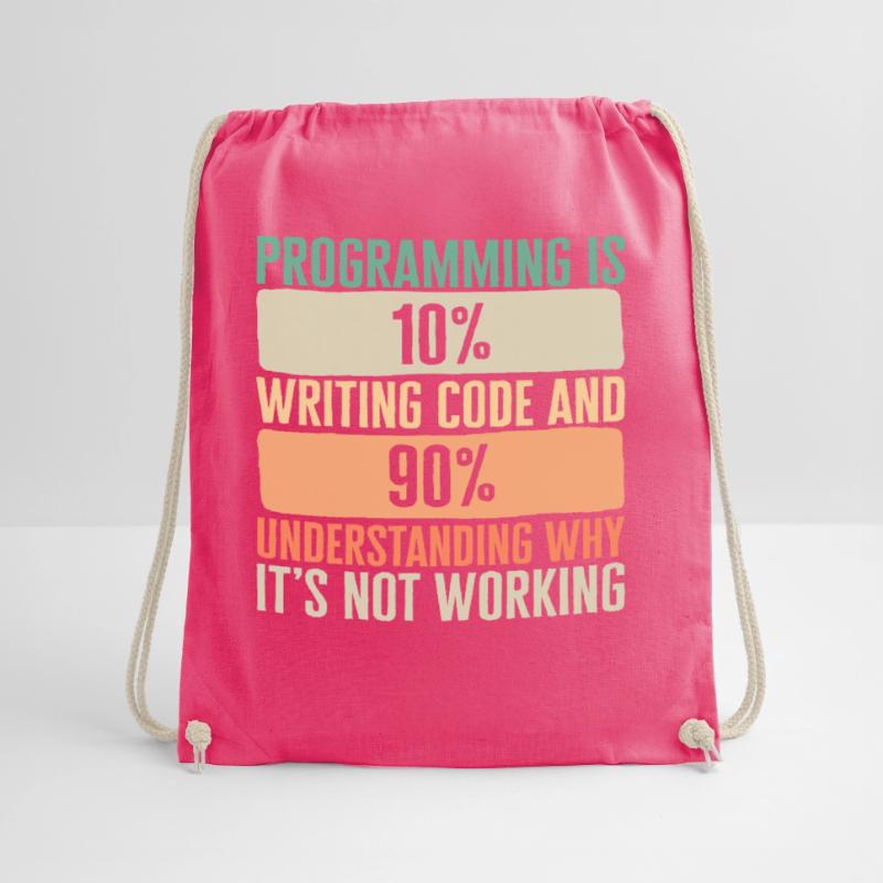 Programmer Shirt, Programming Is 10 Writing Code Drawstring Bag
