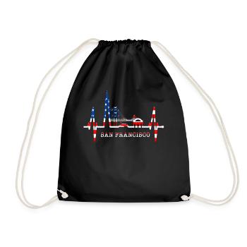 San Francisco Skyline Heartbeat Californie États-Unis - Sac de sport léger - noir - Devant