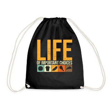 Snack Food Design Life Of Important Choices Funny - Drawstring Bag - black - Front