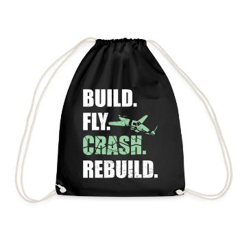 RC Model Airplane Pilot Gift - Drawstring Bag - black - Front