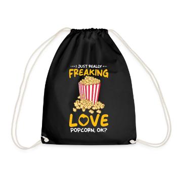 Popcorn Lover Gift Funny Popcorn - Drawstring Bag - black - Front
