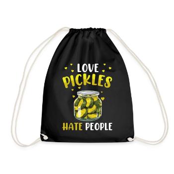 Pickles Lover Pickled Cucumber Gift - Drawstring Bag - black - Front