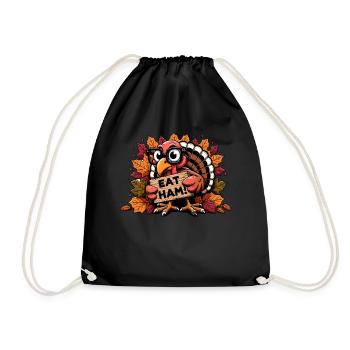 Manger du jambon - Drôle de dinde pèlerine Thanksgiving - Sac de sport léger - noir - Devant