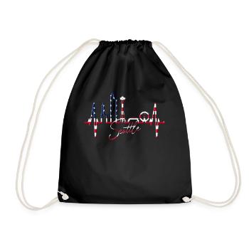 Seattle Skyline Herzschlag USA Fan Herz Puls Liebe - Turnbeutel - Schwarz - Vorne
