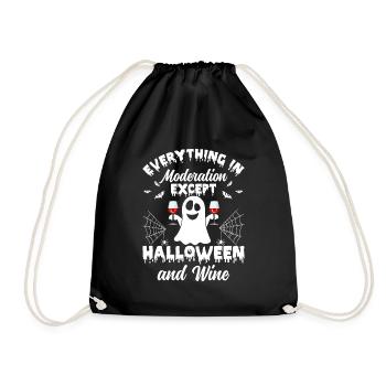 Everything In Moderation Except Halloween & Wine - Drawstring Bag - black - Front