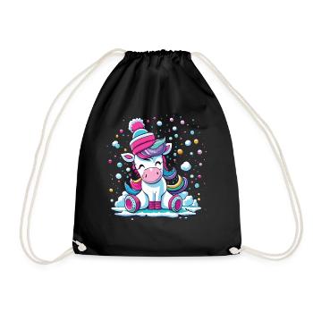 Licorne givrée - Noël magique dans la neige - Sac de sport léger - noir - Devant