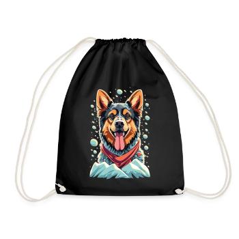 Noël berger enneigé avec votre berger allemand - Sac de sport léger - noir - Devant