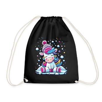 Licorne enchantée enneigée - Neige brillante festive - Sac de sport léger - noir - Devant
