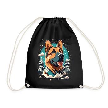Merry Paws - Noël avec le berger allemand - Sac de sport léger - noir - Devant