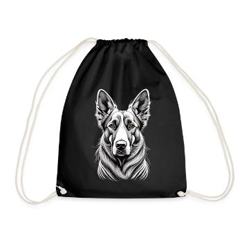 Monochrome Charm - German Shepherd in the Spotlight - Drawstring Bag - black - Front